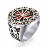 Actqor Herren 316L Edelstahl Vintage Gothic Tempelritter Kreuz Ring Gold/Silber Größe 7-14 Silver,#8