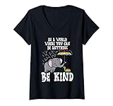 Damen World Be Kind Elephant Pansexual Turtle Pan Pride LGBT Gift T-Shirt mit V