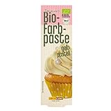 DECOCINO Bio Lebenmittelfarbe Paste Gelb Pastell – Bio Lebensmittel-Farbe – hochdosiert zum Einfärben von Kuchen, Torten, Muffins, Cupcakes, Fondant, Teig