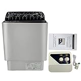 TABODD 6KW Saunaofen Saunaset, 220V SPA Saunaofen Edelstahl Trockendampfbad Saunaofen Herd mit Externen Steuerung Temperatur 32-210℉ für 6-8m³ Raum Zuhause Saunaraum Bad Dusche Sp