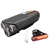 Tuimiyisou Fahrrad-Scheinwerfer, Wasserdichtes USB-wiederaufladbare Fahrradfront-licht 5-licht-Modus 3 LEDs 5200mah Super Heller Scheinwerfer Frontlichter Mit Rücklicht Für N