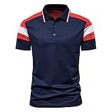 BIBOKAOKE Herren Revers Shirts Mode Klassisch Patchwork T-Shirts Sommer Kurzarmhemden Basic Männer Regular Slim Fit Kragen Sport Hemden Dünne Business Arbeit Casual Sp