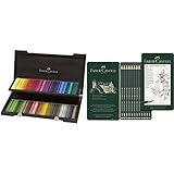 Faber-Castell 110013 - Buntstifte Polychromos, im 120er Holzkoffer, verschiedene Farben & 119065 - Bleistift Castell 9000, 12er Art S