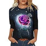 Minenany Langarmshirt Damen Rundhals Sweatshirt T-Shirt Langarm Schmetterling Oberteile Bedruckte Hemd Bluse Tunika Lose Blusentop