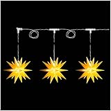 Novaliv Weihnachtsstern Dekostern | 12cm | 3er Sternenkette GELB | nur Innen | LED mit Baterriefach + Fernbedienung Weihnachtsdeko Stern b
