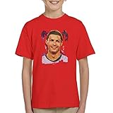 VINTRO Cristiano Ronaldo Nahaufnahme Kinder T-Shirt Original Portrait von Sidney Maurer (rot,5-6)