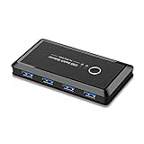 Mangoo USB 3.0 Switch Selector, 2 in Computer 4 Port USB Sharing Geräte KVM Switch Hub für PC Scanner Tastatur Maus Drucker mit 2 Stück 3.0 Datenkab