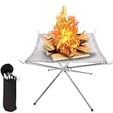 SHDT Tragbare Feuerstelle, Faltbare Holzfeuerstellen Im Freien, Kamin Aus Stahlgitter Mit Tragetasche Für Camping, Außenbereich, Terrasse, Garten Und G