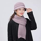 Warme Mütze Mittelalter und Ältere Mütze Frauen Herbst und Winter Strickmütze Lätzchen Mutter Mütze Oma alter Mann warmer Schal Khaki 2 Stück S