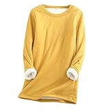 Damen Fleece Pullover Winter Warme Unterhemd Sweatshirt Plus Dicker Samt Langarmshirt Lamm Kaschmir Pulli Langarm Shirts Oversize Oberteil Tops Teddy-Fleece Rundhals-Sw