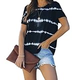 Segindy Damen Bedruckte Pullover Bluse Mode Rundhals Einfach Alltag Bequem Vielseitig Freizeit Kurzarm Bluse S