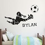 Fußball Torwart Vinyl Wandaufkleber Fußball Club Jungen Zimmer Dekor Maßgeschneiderte Name Wand Poster Fußball Sport Vinyl Aufkleber A1 80×42CM