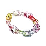 XPT Armbänder, regenbogenfarbene Mädchen-Armbänder, Kunstharz, Manschettenknöpfe, Handketten, Modeschmuck für F