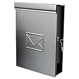 Wand Briefkasten mit Zeitungsfach im Metall Look Schwarz Wandbriefkasten Postkasten Mailbox Zeitungsrolle Zeitungsbox