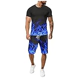 Chejarity Herren Trainingsanzug,Tshirts-Shorts Set Jogginganzug Sommer Herren Outfit Sportanzug Farbverlauf Training Kurzarm Kurze Hose Set Freizeitanzug Zweiteiliger Sportbekleidung Fitnessanzug