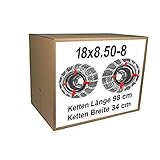 18x8.50-8 Schneeketten + Spanner für Rasentraktor Aufsitzmäher 18 x 8.50-8