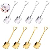 Teelöffel Kleine Löffel 8 Stück Dessert Spoon Set Edelstahl Wassermelonen Löffel Edelstahl Kaffeelöffel Set Mini Kaffee Zuckerlöffel Milchtee Kaffee Kaffee Zuckerlöffel Eisdessertlöffel Golden Silb