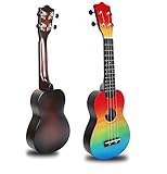 Holibanna Professionelle Bunte Sopran Ukulele- 21 Zoll Sunset Muster Mini 4 Saiten Holz Gitarre Hand Gemalt Ukulele Kinder Musical Spielzeug mit Tragbaren Rucksack für Erwachsene U