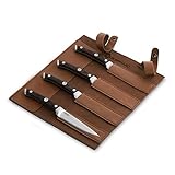 BURNHARD Steakmesser-Set mit Pakka-Holzgriff 4-TLG. inkl. Klingenschutz aus Leder, Deutscher Klingenstahl, ergonomische F