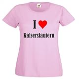 Damen T-Shirt I Love Kaiserslautern Größe 2XL Farbe Pink Druck Schw