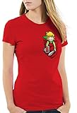 A.N.T. Link Brusttasche Damen T-Shirt wild The Breath of SNES Ocarina, Farbe:Rot, Größe:XL
