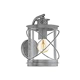 EGLO Außen-Wandlampe Hilburn 1, 1 flammige Außenleuchte, Wandleuchte aus verzinktem Stahl und Kunststoff, Farbe: Silber-antik, Fassung: E27, IP44