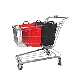 VAIIGO Wiederverwendbare Einkaufswagentasche, Faltbare Einkaufstaschen, Einkaufstasche passend für Alle gängigen Einkaufswagen Falt Tasche (Schwarz/Rot)