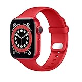 Lobnhot Kompatibel für Apple Watch Armband 41mm 38mm 40mm,Weiches Sport Silikon Ersatzarmband Kompatibel mit iWatch Series 7 SE 6 5 4 3 2 1 für Damen Herren (38/40/41MM-rot)