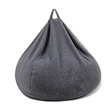 SHYPT Soft Fluffy Wool Sitzsack Large Cashmere Fleece Wohnzimmer Lazy Sofa Party Festival Bodensitz (Color : Gray, Size : Medium)