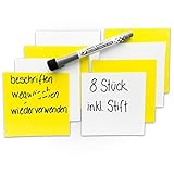 chiliblue Sticky Notes – wiederbeschreibbare, selbstklebende Haftnotizen – wiederverwendbare Notizzettel aus Kunststoff inklusive Marker-S