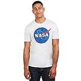 Nasa Herren Circle Logo T-Shirt, Weiß (White White), Larg