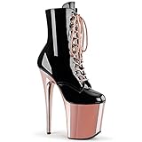 Pleaser FLAMINGO-1020 Blk Pat/Rose Gold Chrome UK 9 (EU 42)
