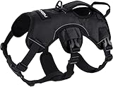 rabbitgoo No Pull Hundegeschirr mit Tragegriff Mittelgroße Hunde Verstellbar Reflektierend Hundeweste Gepolstert Brustgeschirr Panikgeschirr Training Trekking Für Outdoor Kontrolle Schwarz M