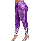 HFStorry Übergröße Yogahosen für Frauen Bedruckte Yoga Fitness Leggings Laufen Gym Stretch Sporthosen Blumendruck Yoga Fitness Jeans Leggings Mid-Waist Bodycon H