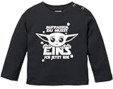 MoonWorks Baby Langarm-Shirt Baby Yoda Parodie 1/2 Geburtstag Spruch Geburtstagsshirt Bio-Baumwolle Junge/Mädchen 1 ich jetzt Bin schwarz 92/98 (16-24-Monate)
