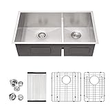 Lordear Küchenspüle mit Doppelschüssel, 84 cm, Unterbauspüle, Doppelschüssel, 60/40, 16 Gauge, Edelstahl, Küchenspü