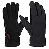 OZERO Winterhandschuhe für Damen und Herren, warmes Hirschleder, Handschuhe für kaltes Wetter, schwarz, Larg