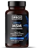 MSM 2200mg Hochdosiert + Vitamin C - 365 Tabletten Kompakteres MSM Pulver als bei Kapseln - Vegan Ohne Zusätze - Zur normalen Kollagenbildung - PETA genehmigt - Nachhaltige Verpackung - The Pro Co.®