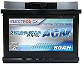 Electronicx AGM Autobatterie Starterbatterie Batterie Start-Stop 60 AH 12V 650