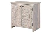 MASSIVMOEBEL24.DE Kashmir Kommode Massivholz, Sideboard Mango massiv 80cm mit 2 Türen und 2 Fächern, orientalisch Romantisches Design, Holzkommode für Wohnzimmer und S