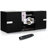 Kompaktanlage Stereo Micro-HiFi-System mit CD Player, Bluetooth, UKW Radio, USB, AUX-in, Großes LED-Display und Knopf, Fernbedienung