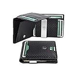 TRAVANDO Geldbörse mit Geldklammer Geldbeutel Männer Helsinki Slim Portemonnaie Wallet Portmonaise Herren Geldtasche klein Portmonee RFID Kreditkartenetui Brieftasche Kartenetui Geldclip Carbon E