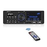 ieGeek Autoradio mit RDS Bluetooth-Freisprecheinrichtung, Duales LCD-Display mit Uhr, 2 USB-Anschlüsse FM/AM / MP3 / AUX/SD-Funktion, 1 Din-Autoradio mit 30 Speicherplätzen und Stromausfallsp