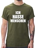 Sprüche Statement mit Spruch - Ich Hasse Menschen - XL - Army Grün - männer t Shirt ich Hasse Menschen - L190 - Tshirt Herren und Männer T-S
