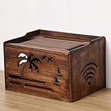 YXZN WiFi-Aufbewahrungsbox Holz-Kabelmanagement-Box mit Deckel TV-Set-Top-Box Aufbewahrungsbox Desktop-Aufbewahrungsbox Multifunktions-Displayständer/Regal für Zuhause und Bü