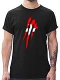 Fussball EM 2021 Fanartikel - Schweiz Krallenspuren - S - Schwarz - Schweiz - L190 - Tshirt Herren und Männer T-S
