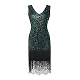 RMH Abendkleid, Pailletten, Damen, Cocktailkleid, Partykleid, Hochzeit, schickes Kleid, große Größe, Hochzeitskleid, Hochzeitskleid, Kleid, Bustier-Kleid, Vintage 20er Jahre, 08 - Grün, Larg