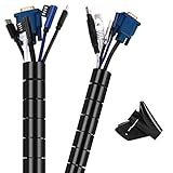 VoJoPi 2 x 3m Kabelschlauch, Flexible Kabelkanal mit einstellbarem Durchmesser für Büro, Familie PC Kabelmanagement Kabelschutz oder als Kabelorganizer in Schwarz(∅ 22 und ∅16 mm)