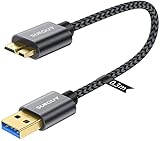 SUNGUY Micro USB 3.0 Kabel 0.3M, USB A Stecker auf Micro B Stecker Festplattenkabel für Seagate,Toshiba Canvio,Western Digital(WD),My Passport und Elements,Galaxy S5,Note 3