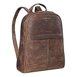 STILORD 'Renée' Arbeitsrucksack Leder Eleganter Rucksack Herren Damen Vintage Daypack für MacBook 13,3 Zoll Schultertasche zum Reisen Business Bag Echtleder, Farbe:mittel - b